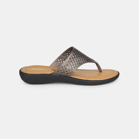 Bata gunmetal thong slippers for women